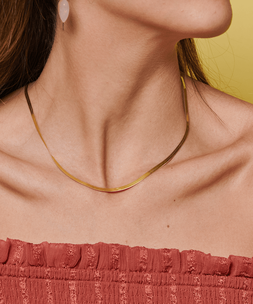 Flat Snake Chain Necklace - Anna Lou of London