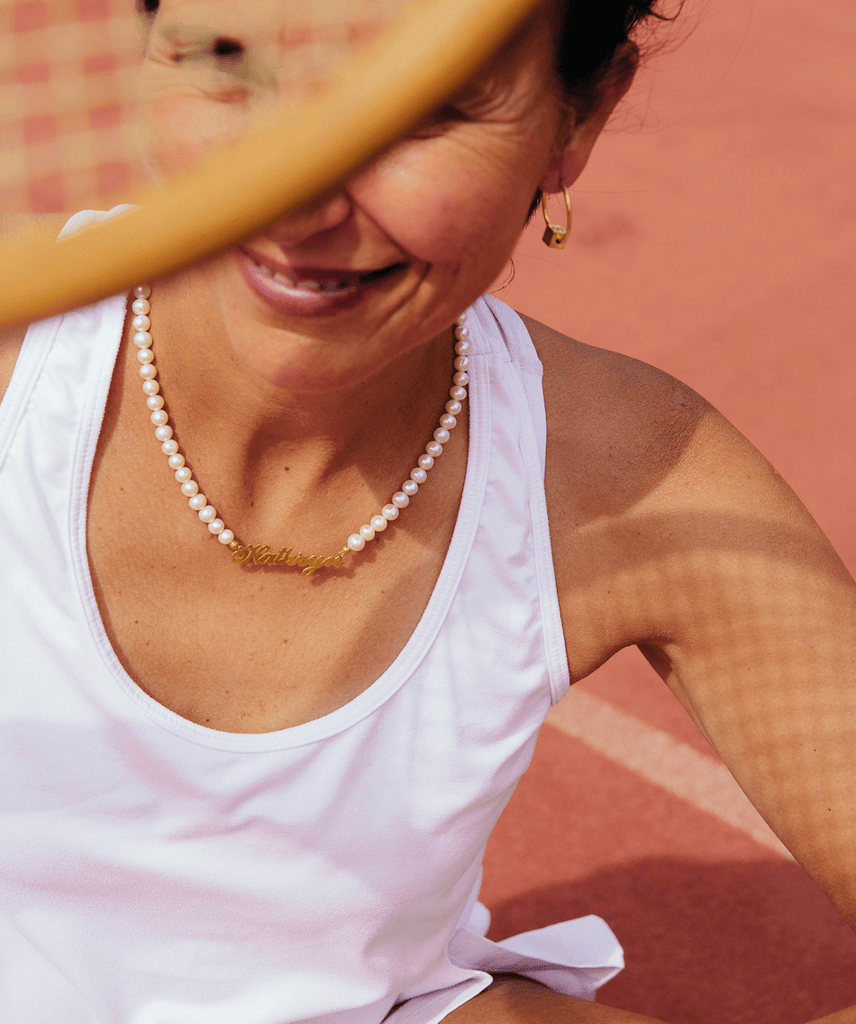 Audrey Pearl Beaded Name Necklace - Anna Lou of London