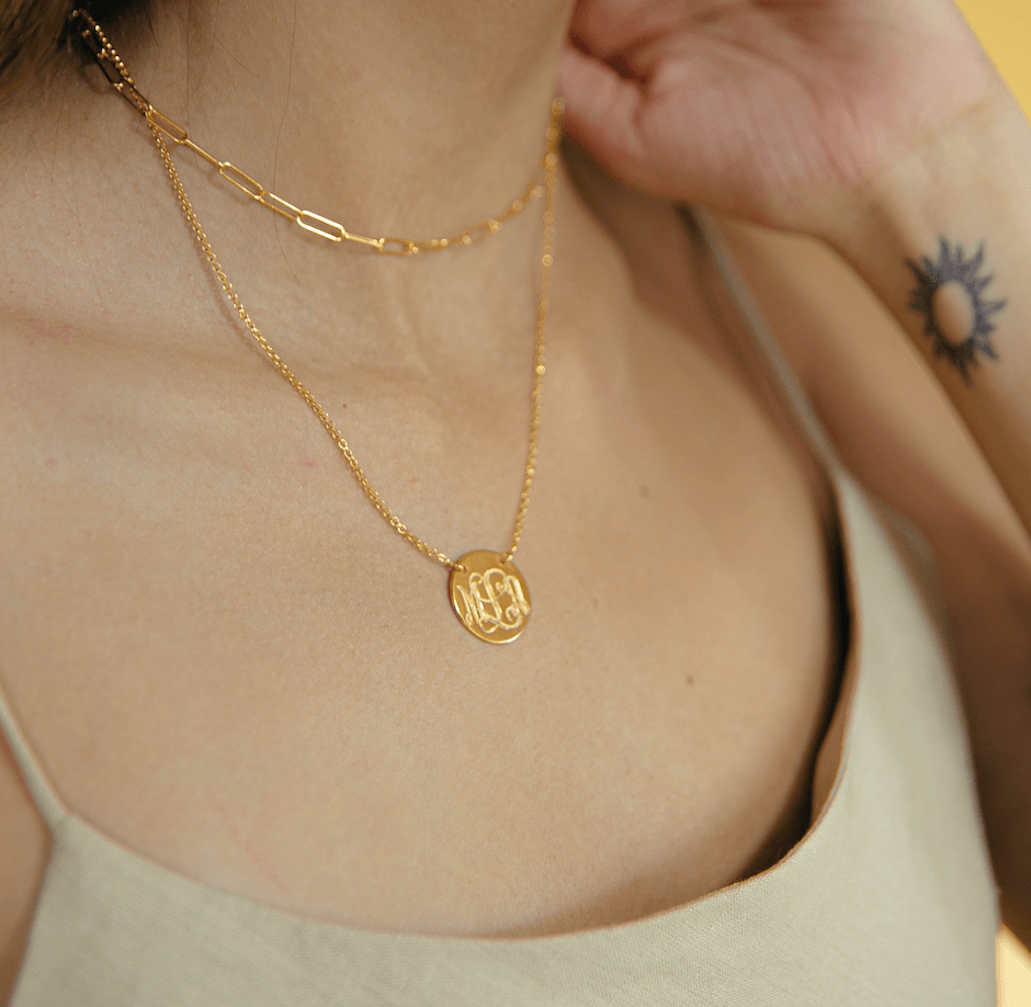 Monogram Initials Disc Necklace - Anna Lou of London