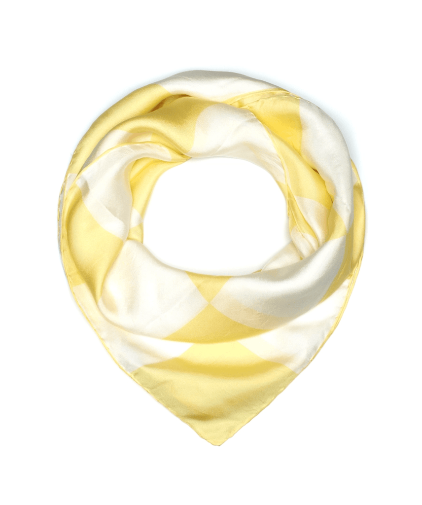 Yellow Checkerboard Silk Scarf - Anna Lou of London