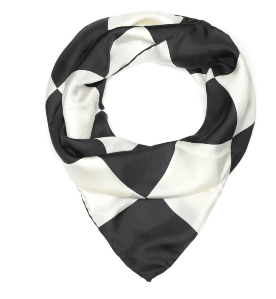 Black Checkerboard Silk Scarf - Anna Lou of London