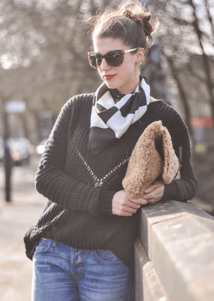 Black Checkerboard Silk Scarf - Anna Lou of London