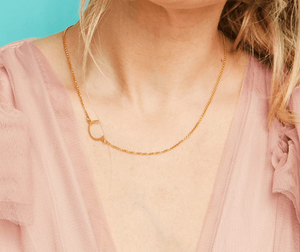 Personalised Initial Sideways Allegra Necklace - Anna Lou of London