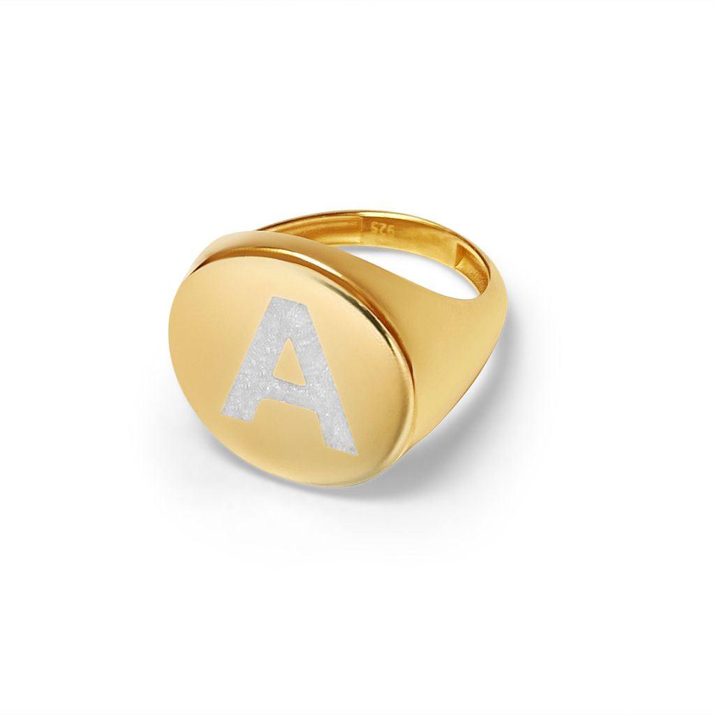 Signet Personalised Enamel Initial Ring - Anna Lou of London