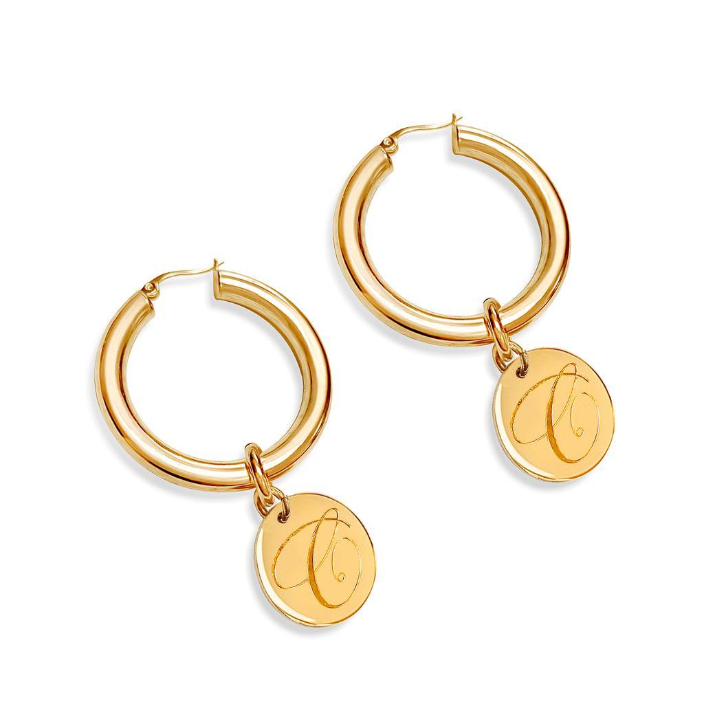 Angelina Initial Disc Hoops - Anna Lou of London