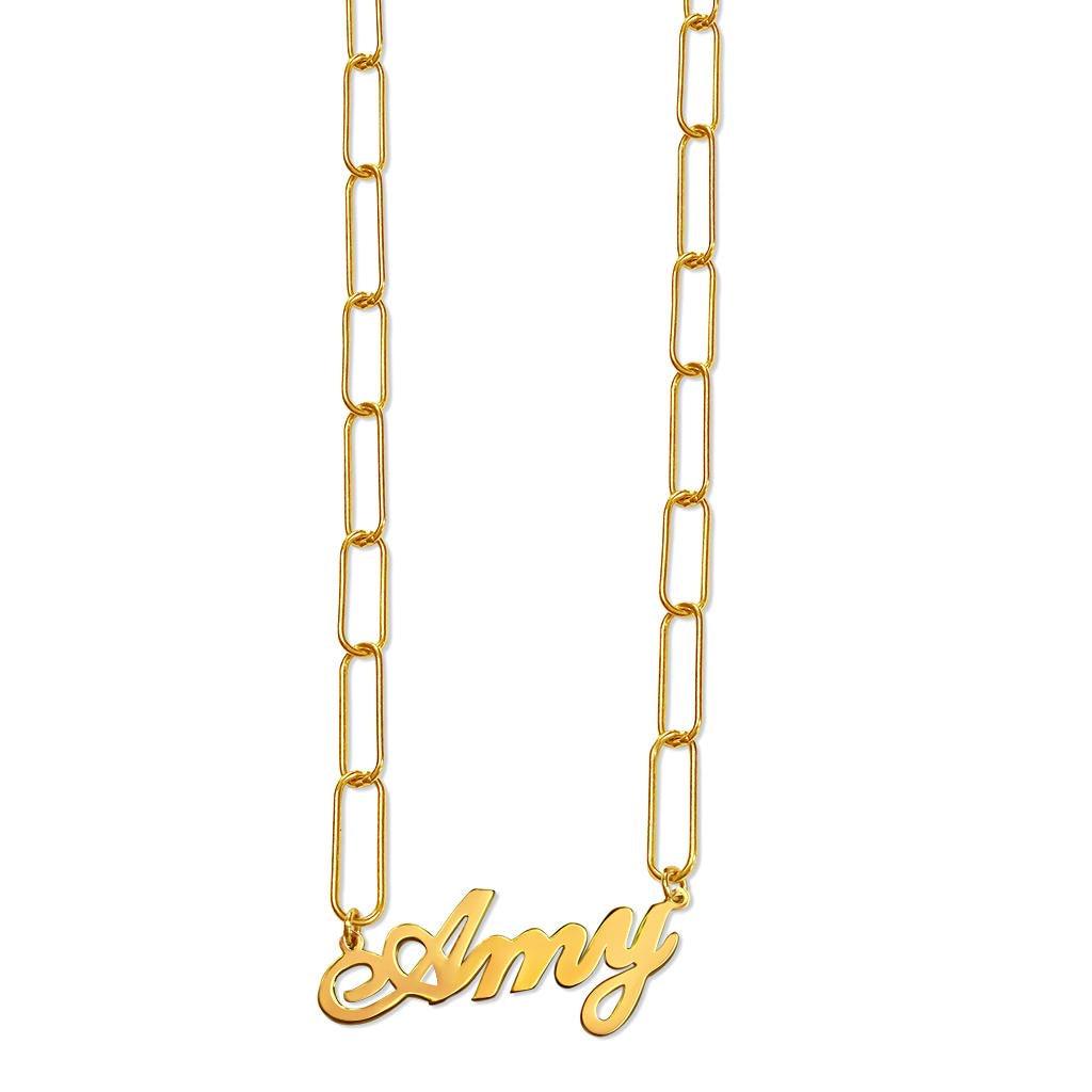 Name Necklace Rectangle Chain - Anna Lou of London