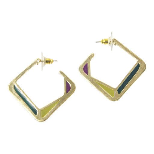 Enamel Square Hoops - Anna Lou of London