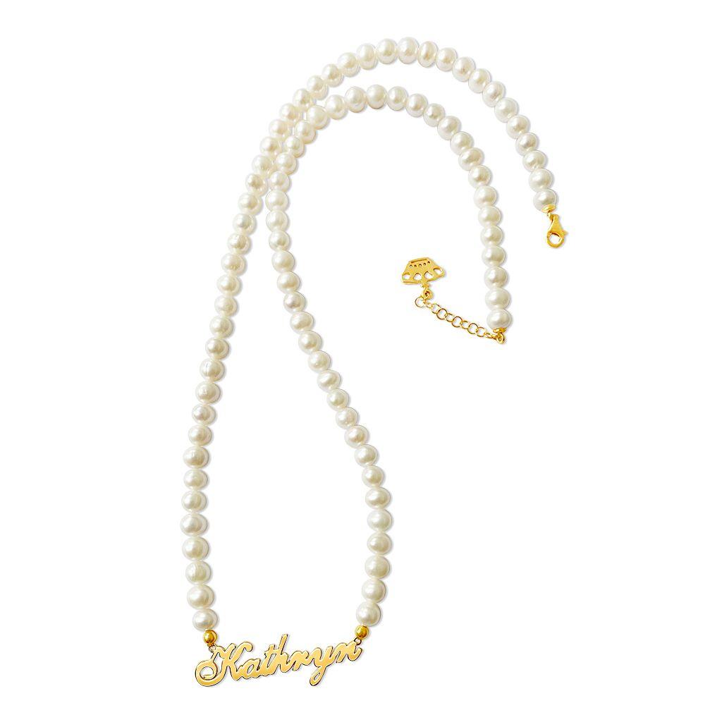 Audrey Pearl Beaded Name Necklace - Anna Lou of London