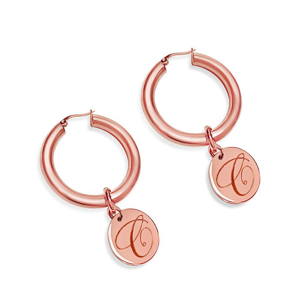 Angelina Initial Disc Hoops - Anna Lou of London