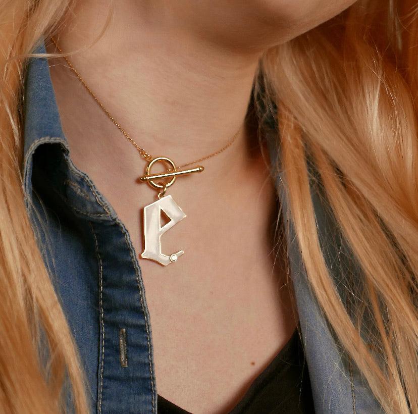 T-Bar Enamel Initial Necklace - Anna Lou of London