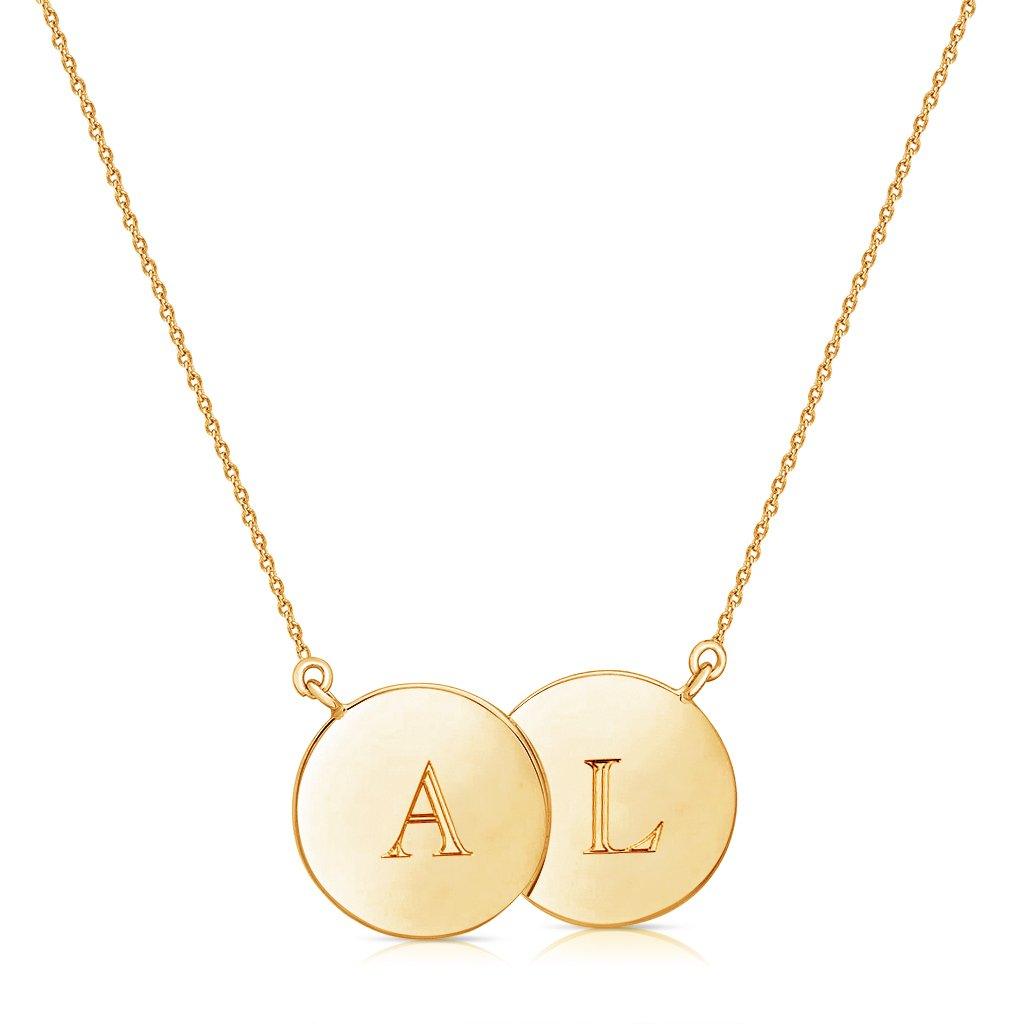 Custom Two Initial Date Disc Necklace, initial necklace, anniversary g –  Geniune Jewellery