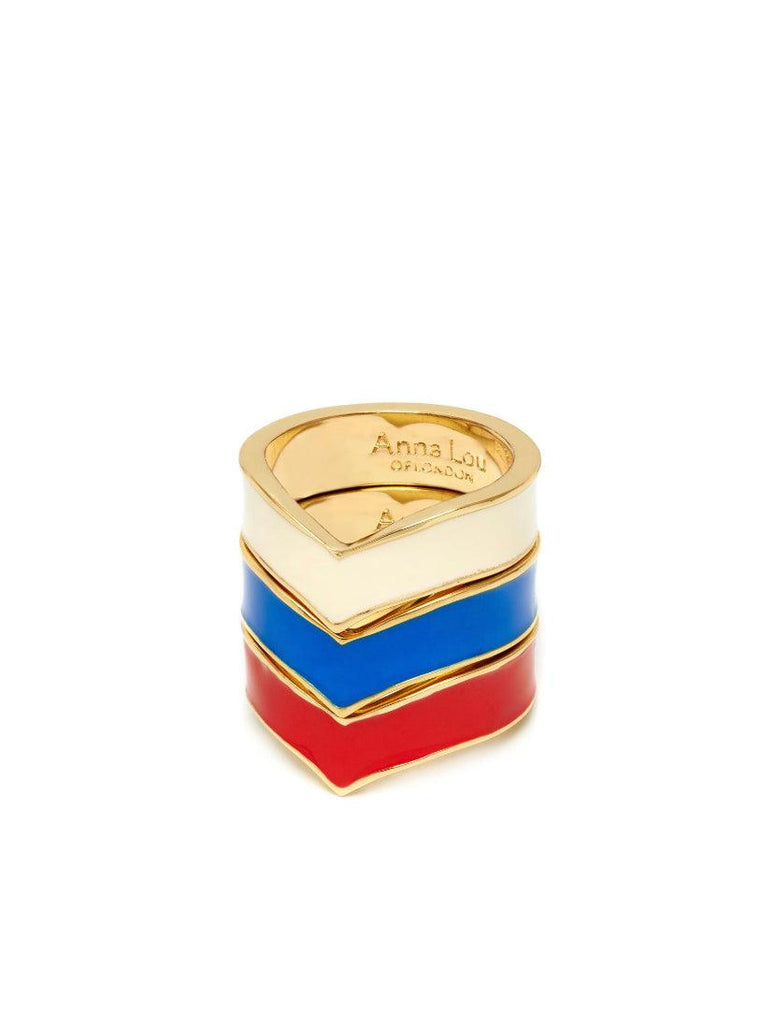 Chevron Enamel Rings - Anna Lou of London