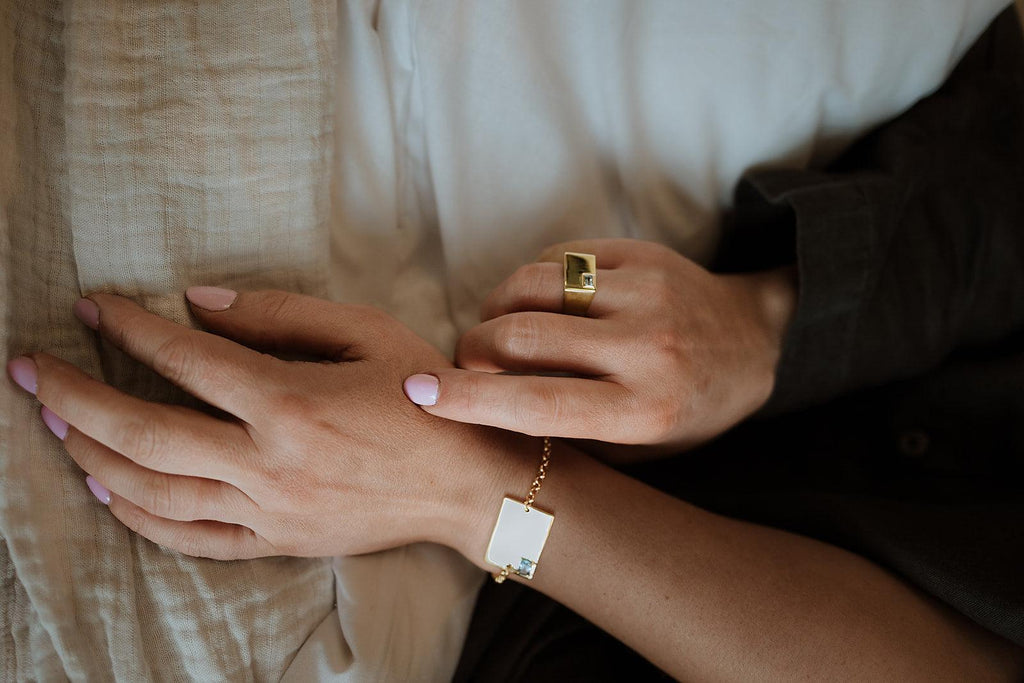 Gemstone Rectangle Birthstone Bracelet - Anna Lou of London