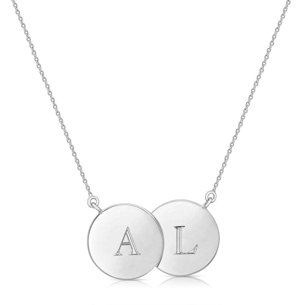Silver double disc necklace store