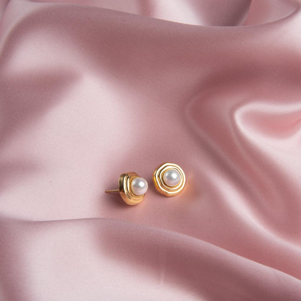 Clara Pearl Roped Stud Earrings - Anna Lou of London