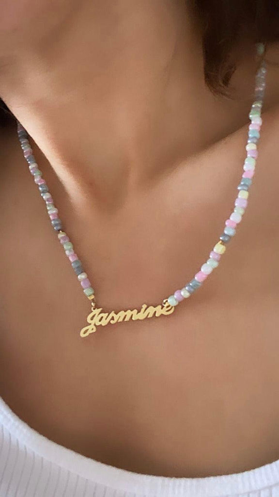 Pastel Beaded Name Necklace - Anna Lou of London