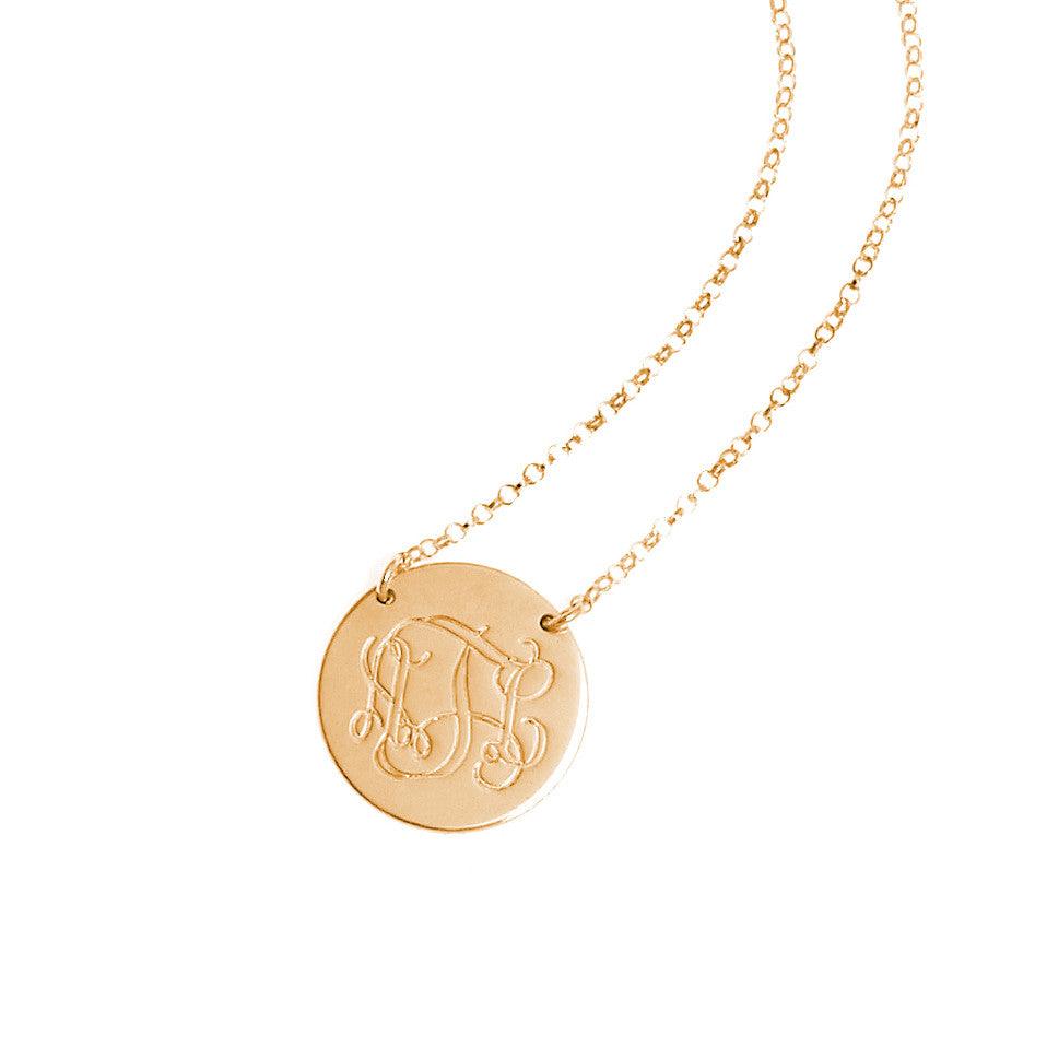 Monogram disc necklace deals