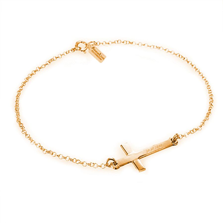 Engraved Cross Bracelet - Anna Lou of London