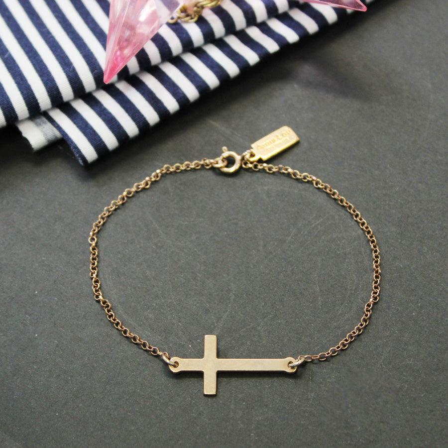 Engraved Cross Bracelet - Anna Lou of London