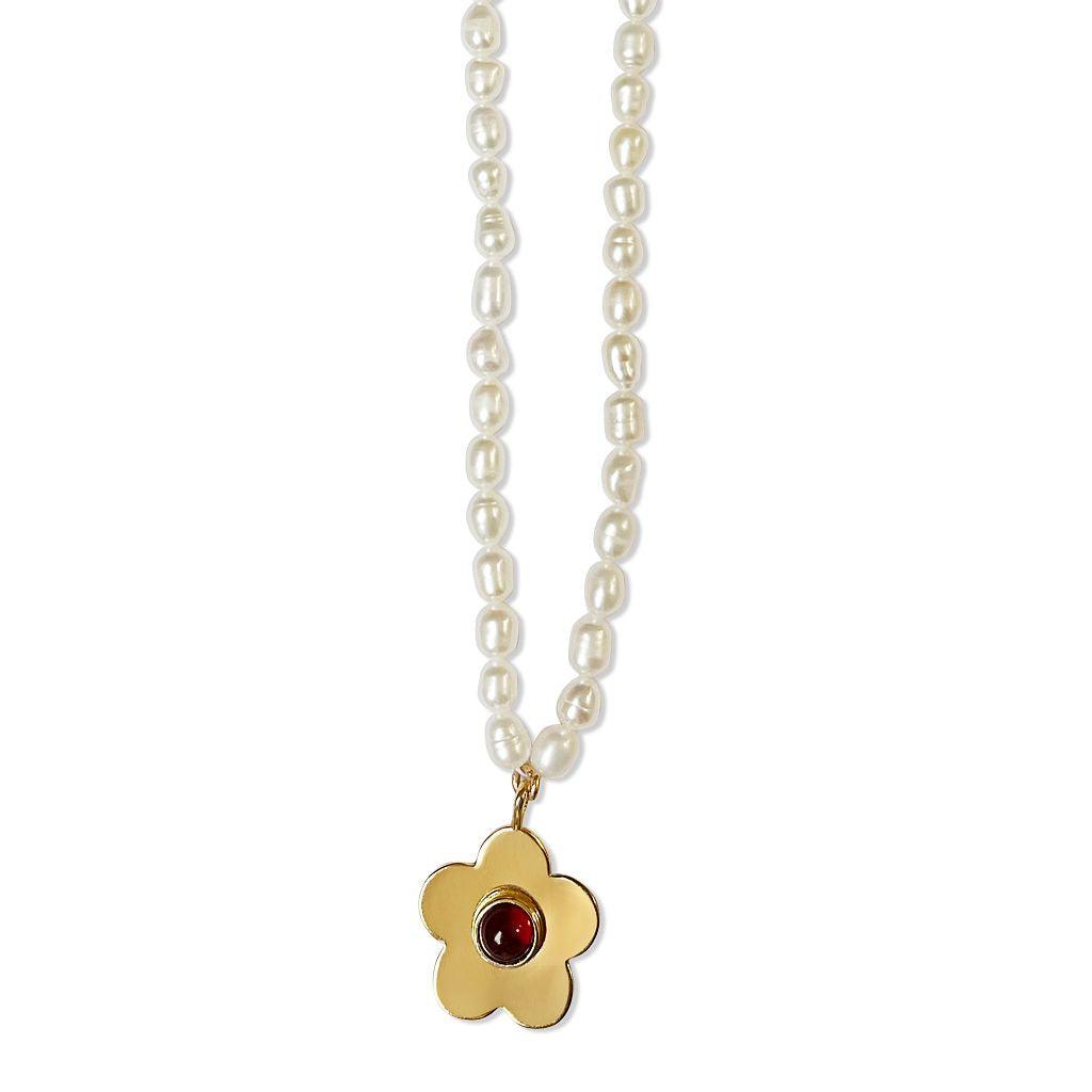 Pearl Birthstone Daisy Necklace - Anna Lou of London